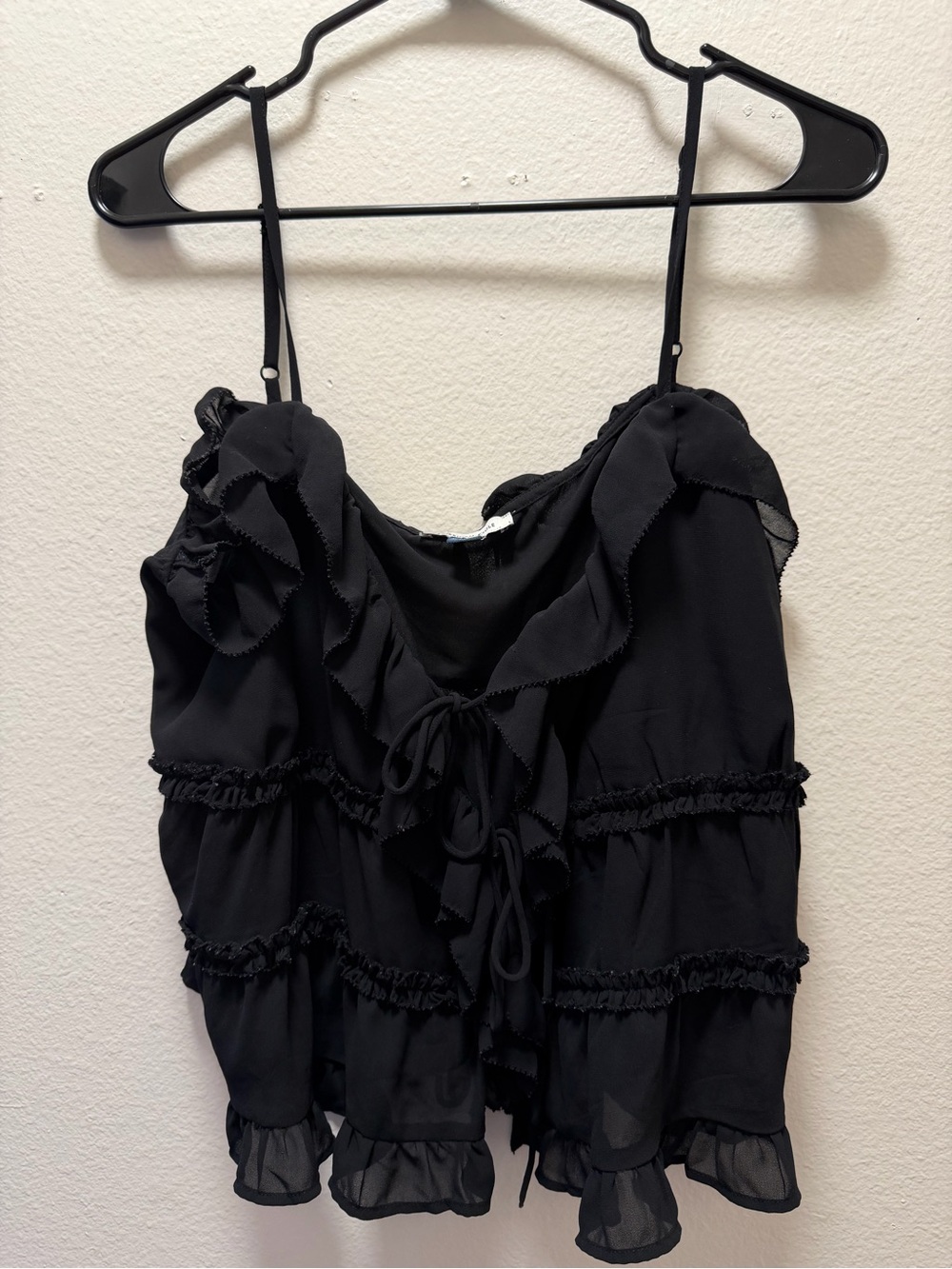 American Eagle Outfitters Black Ruffled Tie-Front Camisole